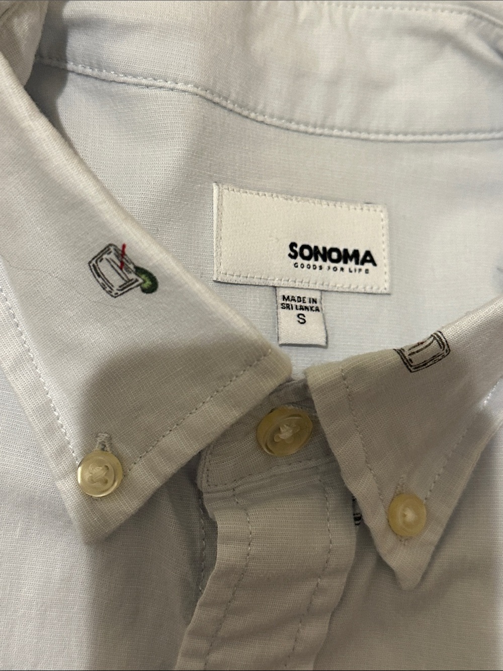 Sonoma Light Blue Oxford Button-Down Shirt with Embroidered Motifs - Picture 2 of 9
